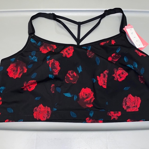 Livi Active Other - Livi Active Black and Red Floral Sports Bra